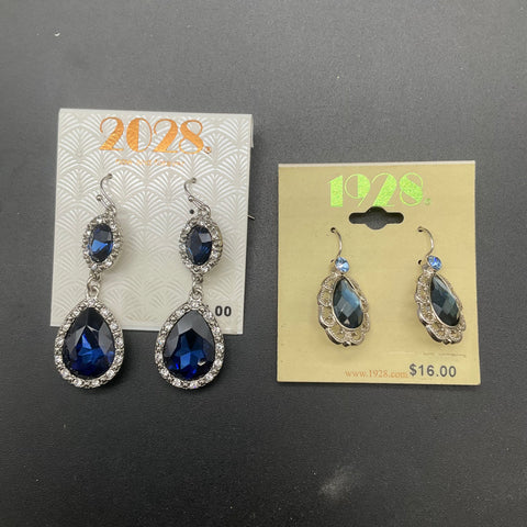 1928 2028 Jewelry Lot of 7 Necklaces Earrings Blue Green Beads Faux Pearl