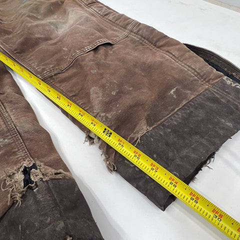 Carhartt Men's Brown Distressed Duck Canvas Insulated Bib Overalls Workwear XL