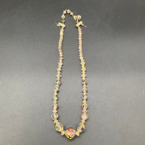 Vintage Beaded Jewelry Lot 3 Necklaces AB Crystal Japan Gold Tone Hong Kong