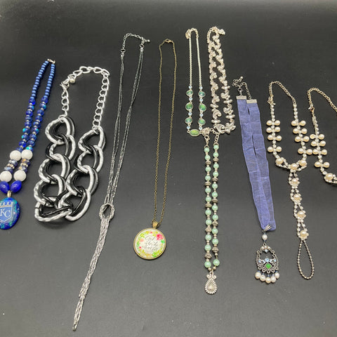 Mixed Fashion Jewelry Lot of 11 Necklaces Doctor Who KC Royals Beaded Ribbon
