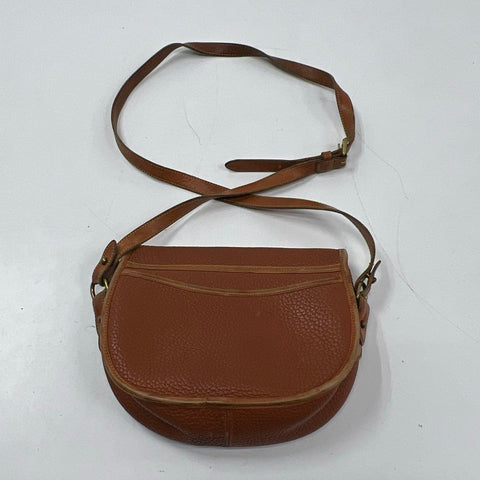 Vintage Dooney & Bourke British Tan All Weather Leather AWL Saddle Crossbody Bag