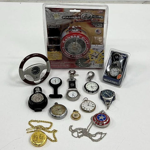 Pocket Watch & Fob Watch Lot of 13 Captain America Railroad Novelty Timepieces