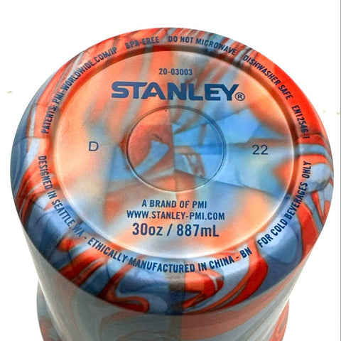 Stanley IceFlow Flip Straw Tumbler 30oz Stainless Steel Blue Orange Swirl