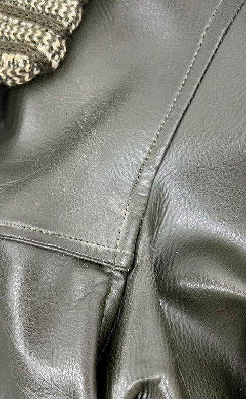 Vintage 70s Bolta Flex 400 Faux Leather Sherpa Lined Car Coat Jacket Sz L