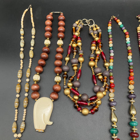 Vintage Boho Costume Jewelry Lot of 8 Liz Claiborne Beaded Sun Bird Pendants