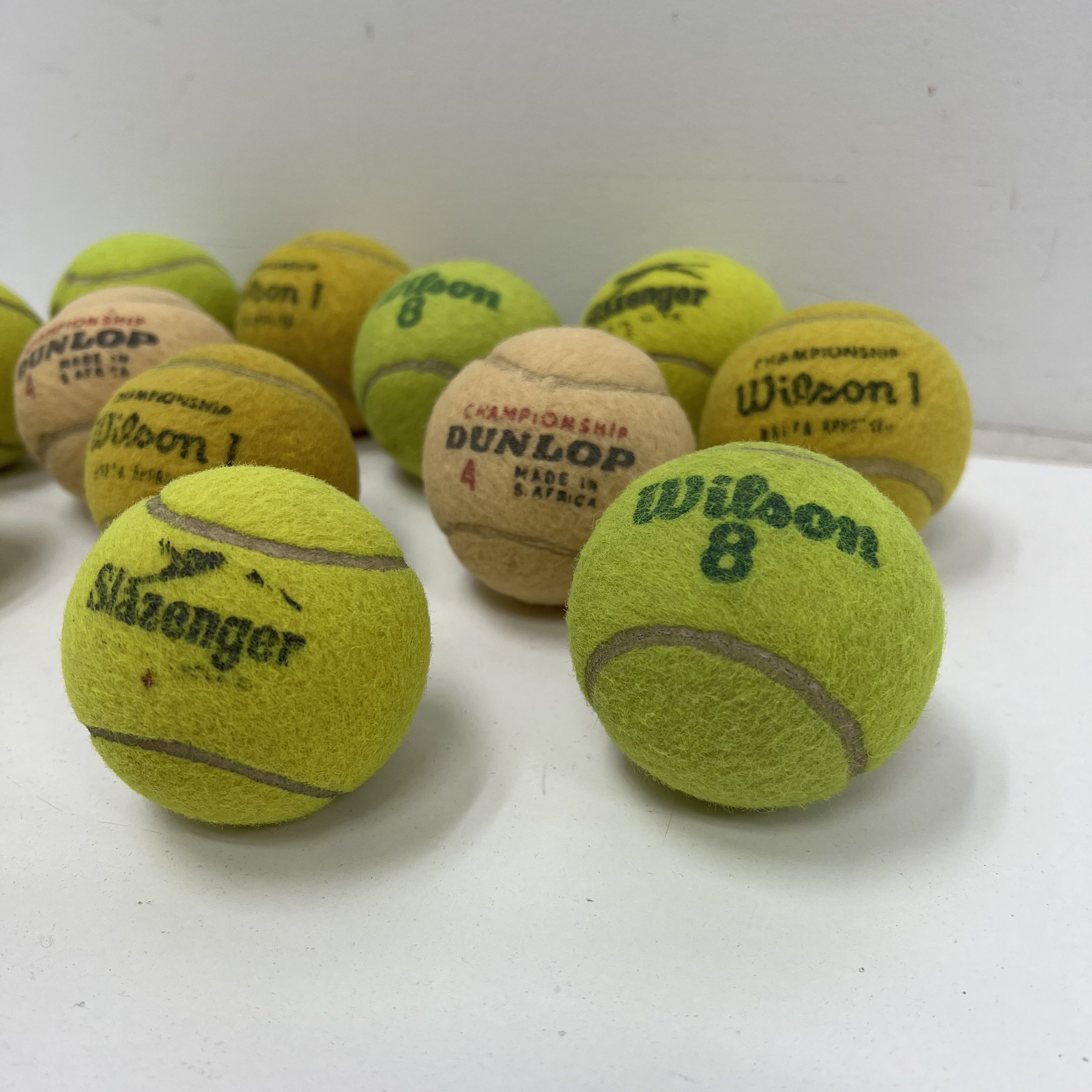 Vintage Wilson Slazenger Dunlop Lot of 13 Tennis Balls Yellow Green