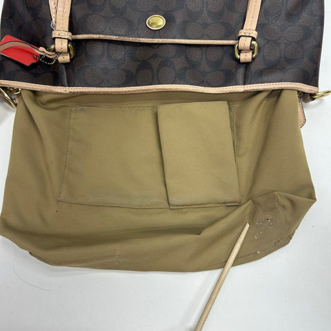Coach Brown Signature Coated Canvas Taylor Tote Bag F26186 Gold Hardware