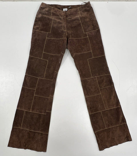 Wilsons Leather Maxima Women's Brown Suede Patchwork Flare Pants Vintage Y2K 12