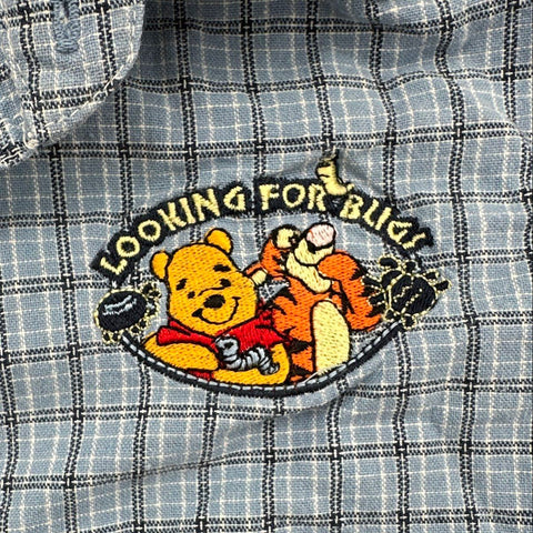 Vintage 90s Disney Pooh 100 Acre Collection Plaid Button Down Shirt Sz 24 MOS