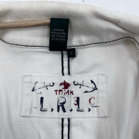 Lauren Ralph Lauren Women's White Utility Cargo Vest Contrast Stitch Sz L NWT