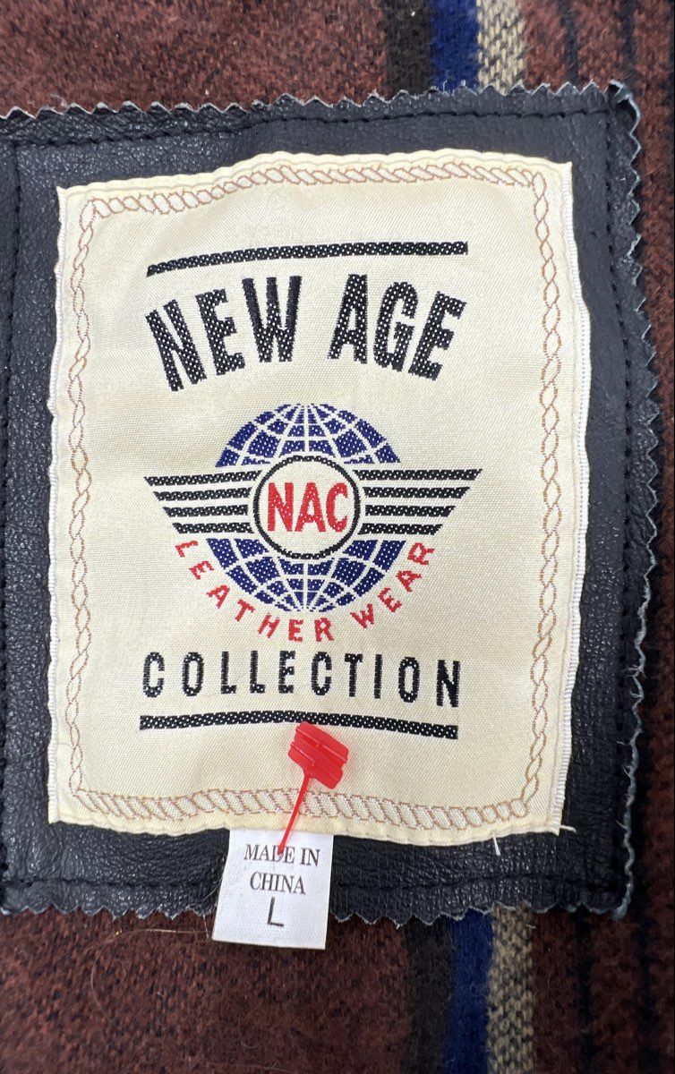 Vintage 90s New Age Collection Belted Leather Jacket Blanket Lined