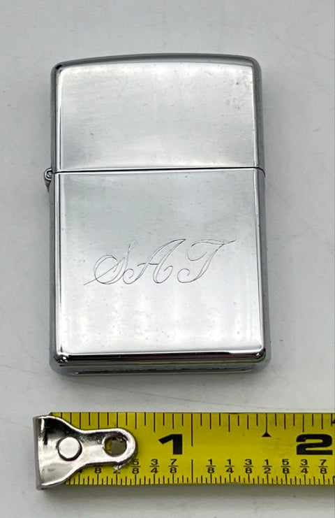 Zippo Lighter 250 Regular High Polish Chrome 1999 Monogrammed SAT With Box