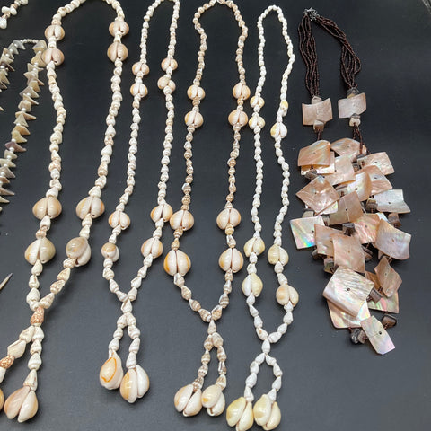 Vintage Island Style Shell Jewelry Lot of 9 Puka Mother of Pearl Necklaces