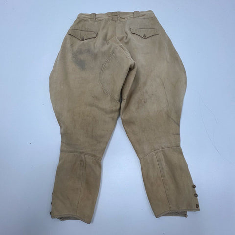 Vintage Women's Tan Whipcord Equestrian Riding Breeches Pants Button Fly Sz 25
