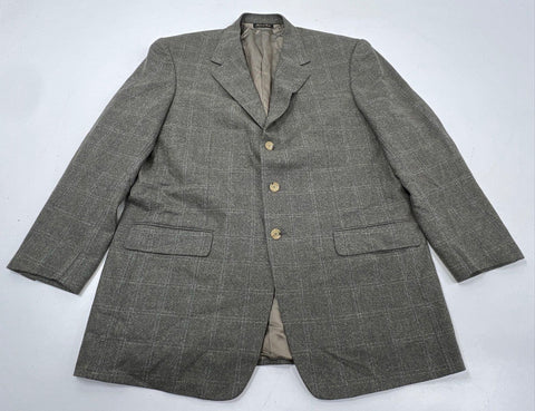Pal Zileri Men's Gray Windowpane Blazer Made in Italy Sz 48