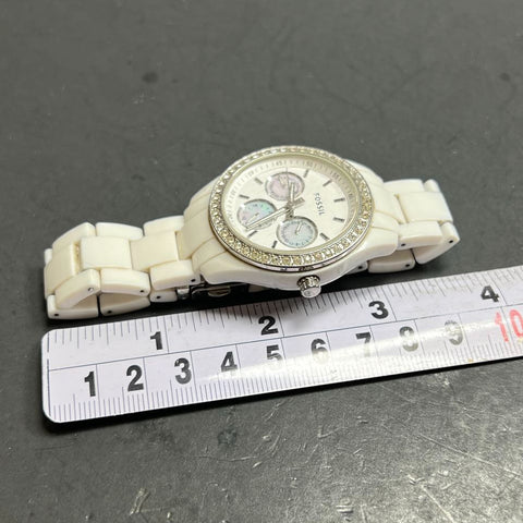 White Fossil ES-1967 Watch New Battery