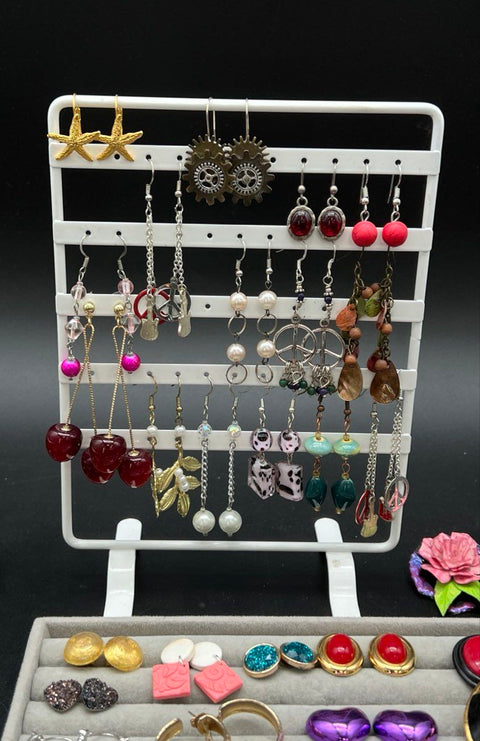 Mixed Costume Jewelry Earring Lot 45+ Pairs Vintage & Modern Hoops Dangles Studs