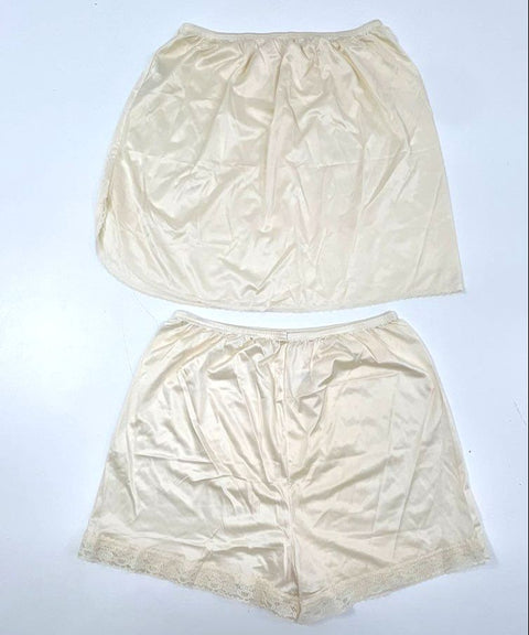 Vintage Women's Lingerie Lot 4 Nightgown Slip Pajamas Pink Cream White Sz M/L