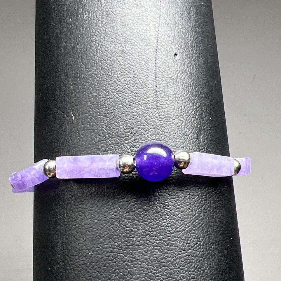 Amethyst Stone Beaded Stretch Bracelet