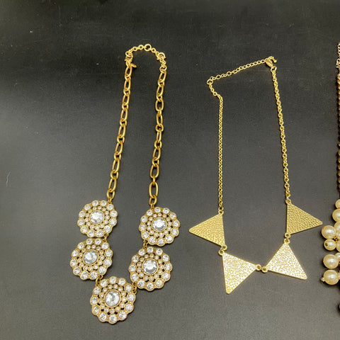 J. Crew & Mixed Fashion Necklace Lot of 6 Statement Bib Faux Pearl Rhinestone