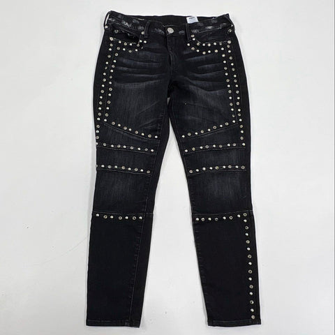 True Religion Women's Lot of 2 Halle Super Skinny Studded Jeans Black Size 29