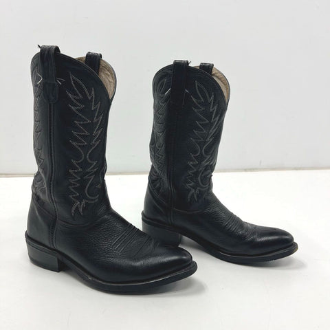 Double H Work Western 3267 Black Leather Cowboy Boots Men's Size 9.5 2E