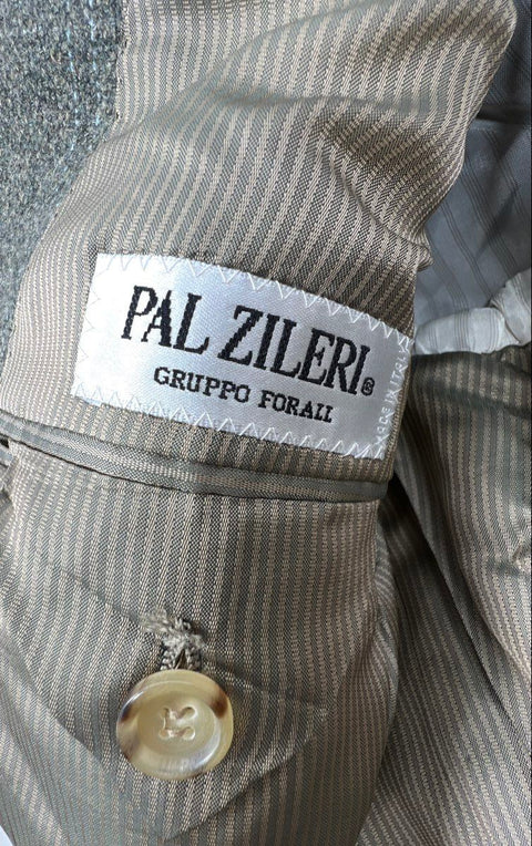 Pal Zileri Men's Gray Windowpane Blazer Made in Italy Sz 48