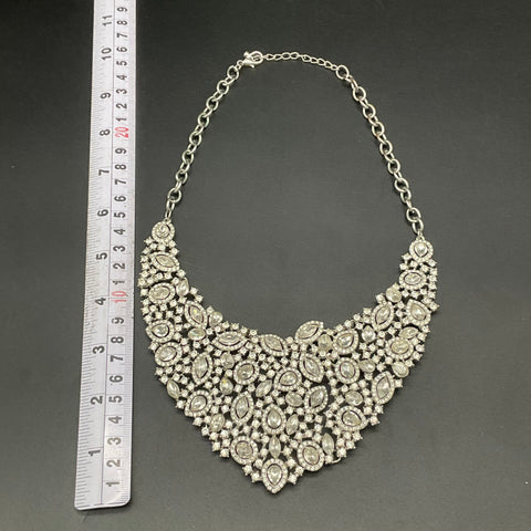 Vintage Style Rhinestone Bib Statement Necklaces Matching Earrings Lot of 2