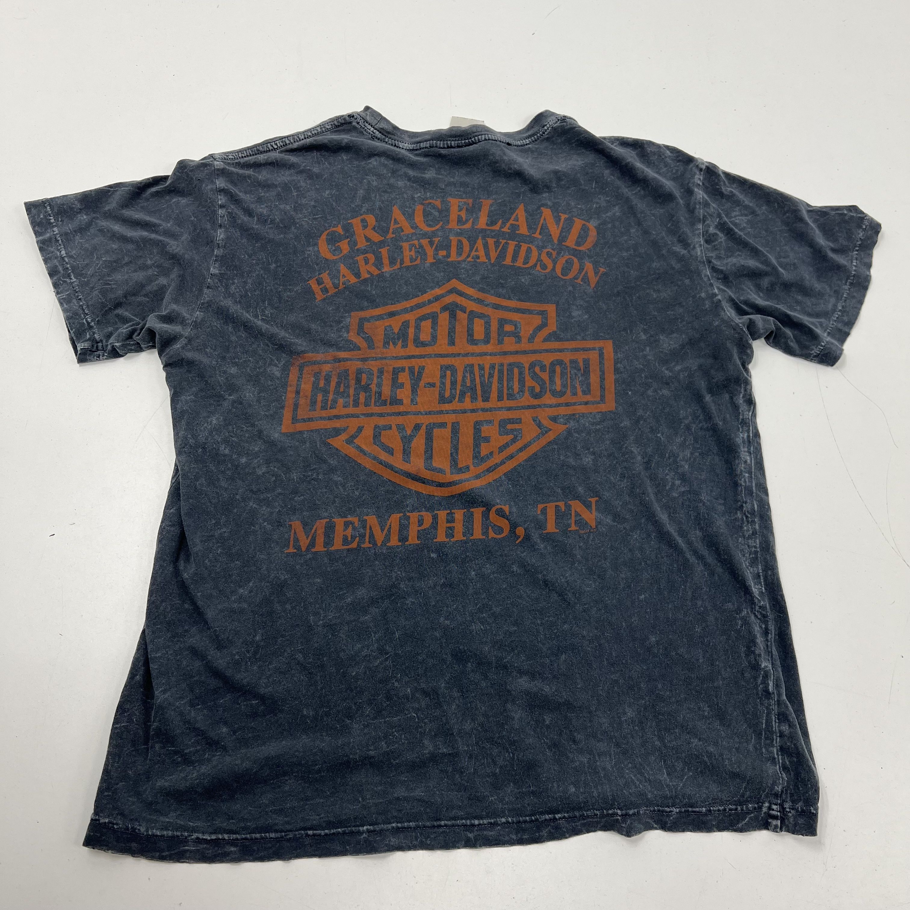 Vintage Y2K Harley-Davidson Graceland Memphis TN Acid Wash T-Shirt Sz M