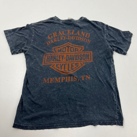 Vintage Y2K Harley-Davidson Graceland Memphis TN Acid Wash T-Shirt Sz M