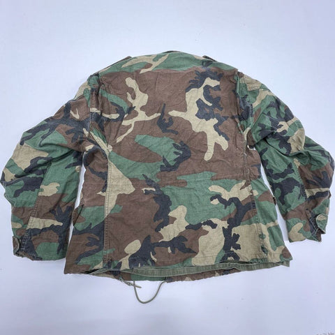 Vintage 80s Golden MFG US Army M-65 Field Coat Woodland Camo Men M X-Short