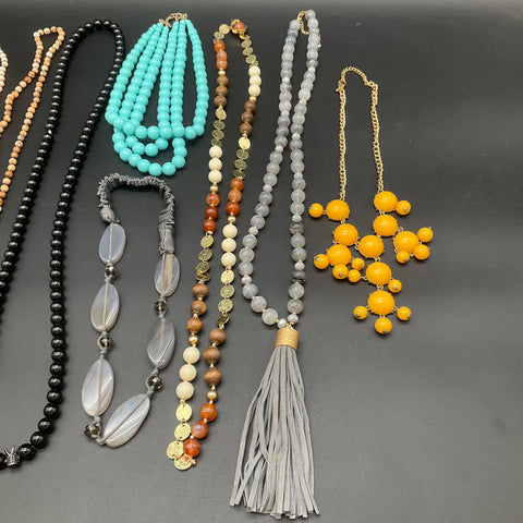 Loft & Fashion Jewelry Lot of 7 Bead Necklaces Tassel Turquoise Style Bib 1.2lb