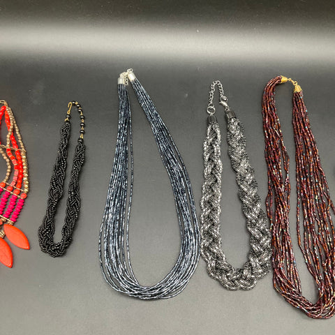 Fashion Costume Jewelry Lot of 6 Necklaces Beaded Statement Bib Mixed Styles