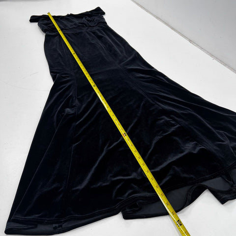 Xscape Women's Black Velvet Off-the-Shoulder Mesh Cutout Maxi Gown Sz 14 NWT