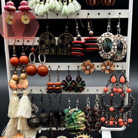 Mixed Fashion Costume Earrings Lot Boho Tribal Tassels Shell Beads 20+ Pairs