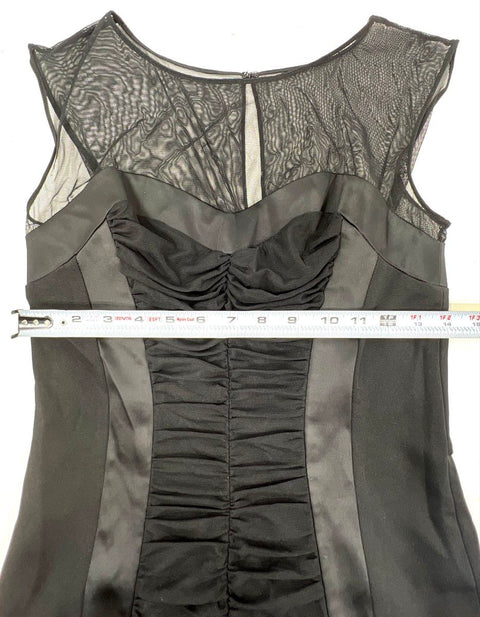 Cache Women's Black Ruched Mesh Yoke Sleeveless Dress Sz 8 NWT