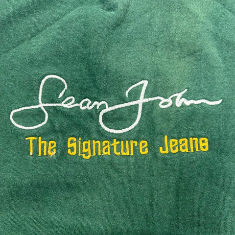 Vintage Y2K Sean Jean Men's Green Embroidered Signature Crewneck Sweatshirt XL