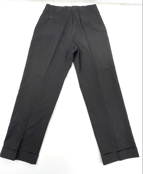 Vintage 60s Penney's Gentry Men's Charcoal Pleated Cuffed Trousers Sz 34x30