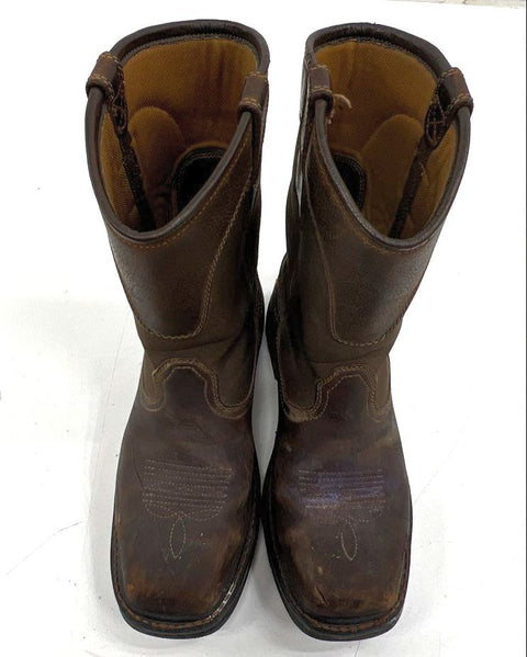 Carhartt Wellington Pull-On Steel Toe Brown Leather Work Boots Size 9