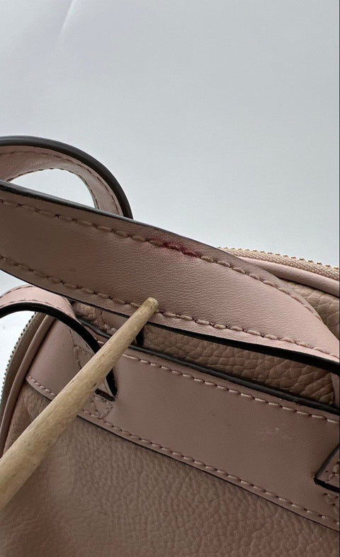 Michael Kors Pink Pebbled Leather Rhea Zip Medium Backpack Gold Tone Hardware