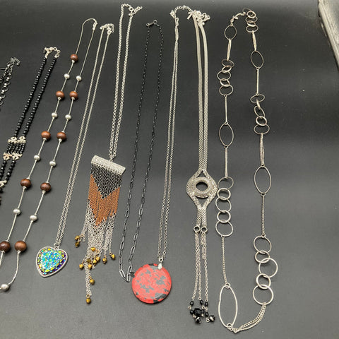 Fashion Costume Jewelry Lot of 10 Necklaces Statement Pendants Tassels Beads