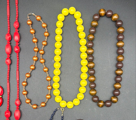 Fashion Beaded Statement Jewelry Lot of 13 Necklaces Boho Eclectic Multi-Color