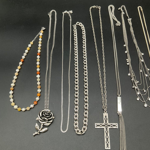 Ed Hardy Brighton Vintage Modern Jewelry Lot of 12 Necklaces Rose Cross Heart