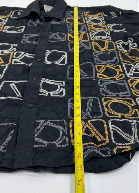 Vintage 90s Davoucci Embroidered Hip Hop Button Up Shirt Sz 3X