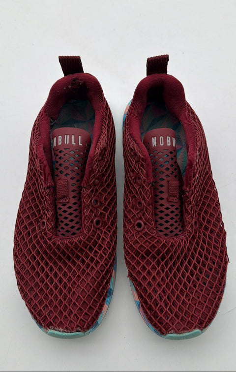 NOBULL Mesh Runner Burgundy Prismatic Geometric Running Shoes Size Men 5.5