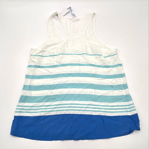 Southern Tide Women's Pool Blue Striped Racerback Tank Top Pocket Sz L NWT