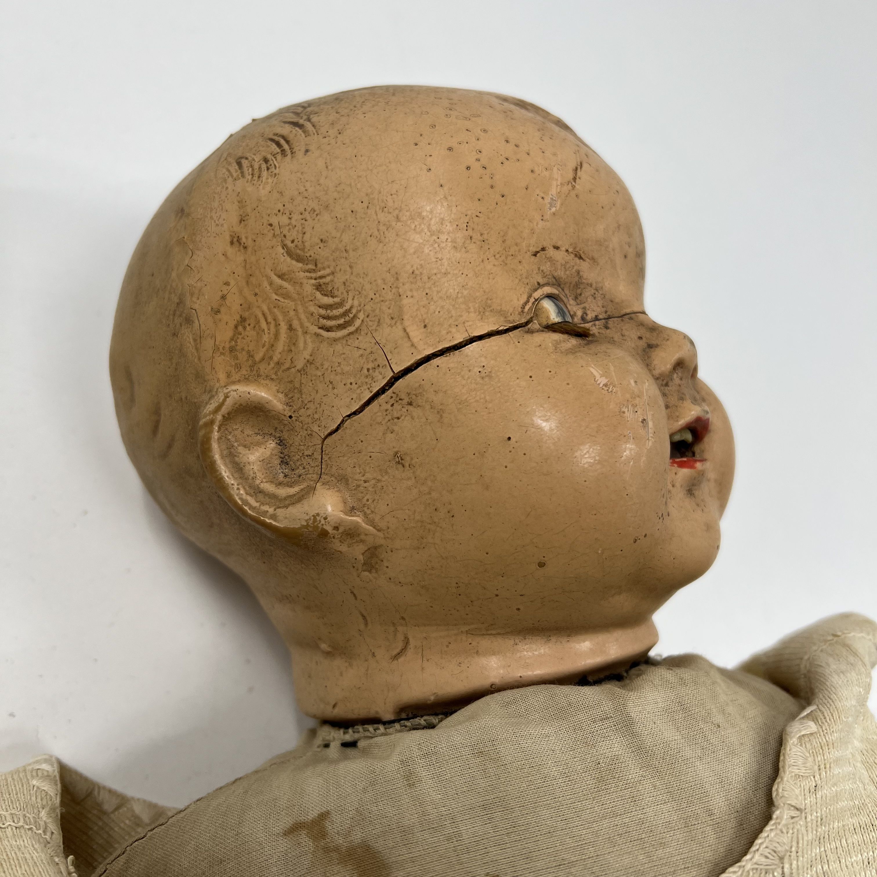 Vintage 1930s K&K Toy Co Hug Me 22" Composition Baby Doll Sleep Eyes Crazing