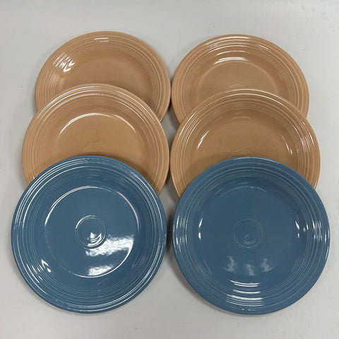 Homer Laughlin Fiesta Salad Plate Set 6pc Periwinkle & Apricot Modern Lead Free