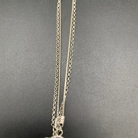 Brighton Silver Tone Multi-Strand Heart Crystal Toggle Clasp Necklace 16"