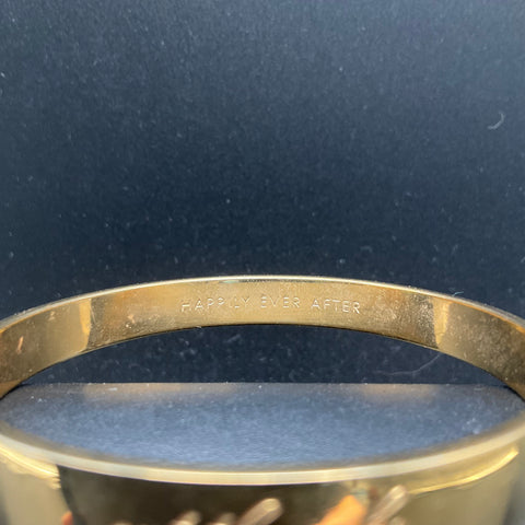Kate Spade Gold Tone Happily Ever After Idiom Bangle Bracelet Wedding Bridal 8"